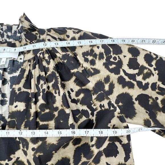 CURRENT ELLIOTT Annabelle Blouse In Khaki Inky Leopard Print XS - Picture 6 of 9